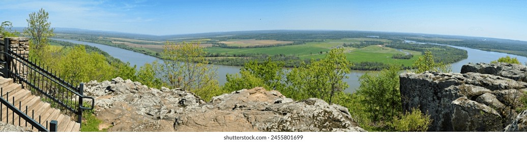 Stouts Point at Petit Jean State Park, Arkansas  offering beautiful panoramic view of the Arkansas river valley - Powered by Shutterstock