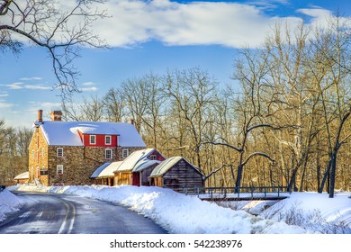 Stover-Myers Mill In Bucks County, PA Snow Covered