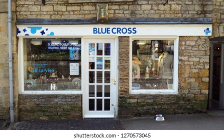 Stow On Wold, Gloucestershire / England - May 11, 2018: A Fund-raising Thrift Store For The Blue Cross, Britain's Equivalent Of The American Society For The Prevention Of Cruelty To Animals.