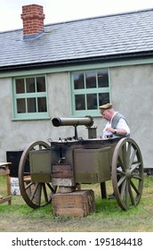 STOWE MARIES  AIRFIELD ESSEX UK FLYING DAY May 14 2014:small World War One Gun Carriage