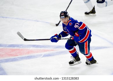 St.Petersburg - Jan 22, 2019: Gusev Nikita 97. SKA (Russia) - Dinamo Minsk (Belarus). Continental Hockey League (KHL). Ice Palace Arena.