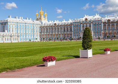ST.PETERSBURG, RUSSIA - AUGUST 4, 2015: Catherine Palace - the summer residence of the Russian tsars. Tsarskoye Selo, Russia