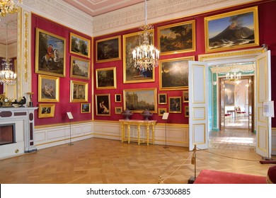 ST.PETERSBURG, RUSSIA - MARCH 03, 2017: The paintings in the Throne hall of the Gatchina Palace