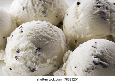 Stracciatella ice cream background close up shoot