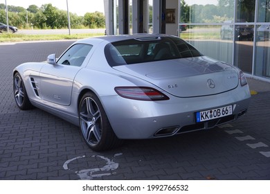 Straelen,Germany-June 17,2021: Mercedes-Benz SLS AMG Produced In 2010-2014.The SLS AMG Has Won A Number Of Design Awards, Including The 2010 Red Dot 