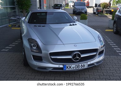 Straelen,Germany-June 17,2021: Mercedes-Benz SLS AMG Produced In 2010-2014.The SLS AMG Has Won A Number Of Design Awards, Including The 2010 Red Dot 