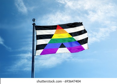 Straight Ally Symbol  Flag on the mast - Shutterstock ID 693647404