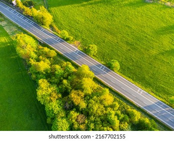 Straight Asphalt Road From Above