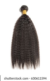 Straight black afro coarse human hair extensions bundle