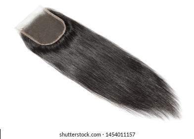 straight black human hair weaves extensions lace closure - Shutterstock ID 1454011157