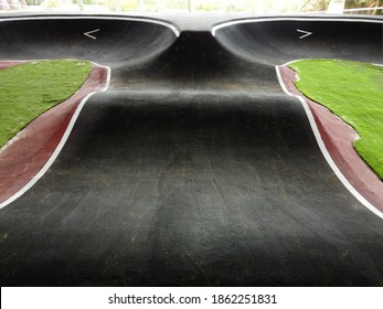 Straight In A Black Pump Track That Ends In Curves