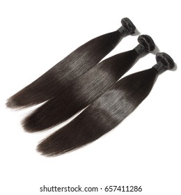 Straight Black Virgin Remy Human Hair Extensions Bundles 