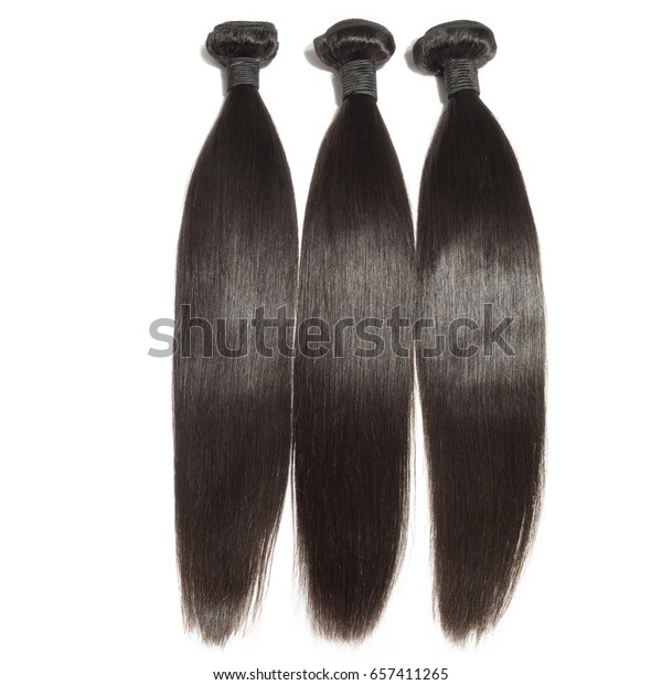Straight\
black virgin remy human hair extensions bundles\
