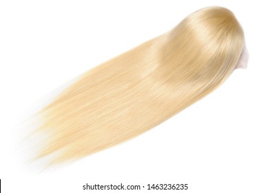 Straight Bleached Golden Blonde Human Hair Weaves Extensions Lace Wigs