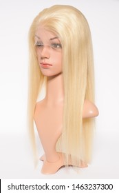 Straight Bleached Golden Blonde Human Hair Weaves Extensions Lace Wigs