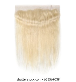 Straight blonde blonde human hair extensions wide range lace frontal - Shutterstock ID 683569039