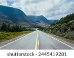 Straight Bonne Bay road on the east arm of the Gros Morne National Park, UNESCO World Heritage Site, Newfoundland, Canada, North America