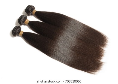 Straight Dark Brown Human Hair Weave Extensions Bundles