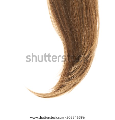 Straight hair fragment placed over the white background as a copyspace backdrop composition