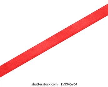 Straight Red Ribbon, Isolated On White Background