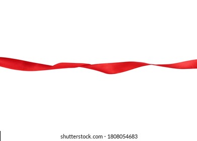 Straight Red Ribbon Separates White Background