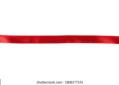 Straight Red Ribbon Separates White Background