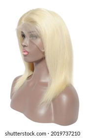 straight remy blonde human hair weaves extensions lace wigs on mannequin