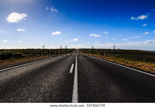 The straight road on the great ocean road in\
Victoria Australia