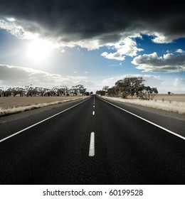 Straight Road In Rural Australia