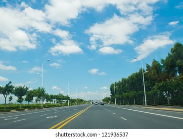 Straight Road And Sky In The City.