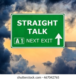 STRAIGHT TALK Road Sign Against Clear Blue Sky