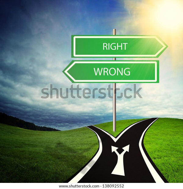 Straight Way Choice Wrong Right Site Stock Photo (Edit Now) 138092552