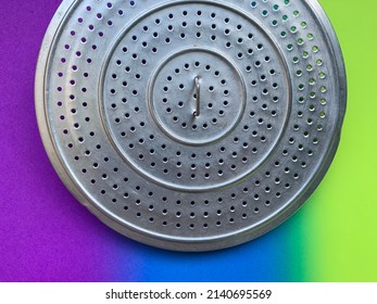 Strainer Stainless Steel On Colorful Studio Background