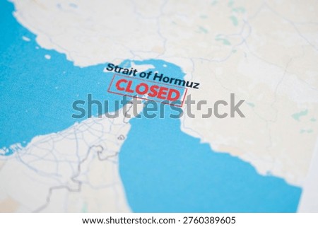 Strait of Hormuz Closed and No Entry Mark