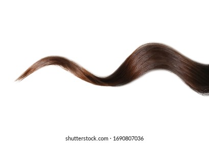 Strand Of Beautiful Curly Hair On White Background