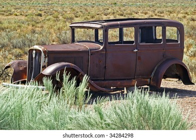 Stranded - Abandoned Car In The Desert