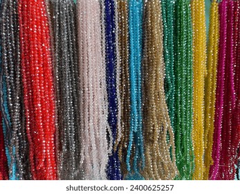 strands of necklaces, colorful beads, beautiful plastic beaded jewelry and accessories
