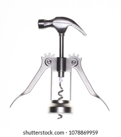 Strange Art Object Called The Corkscrew Hammer On White Background, Unseen Combination