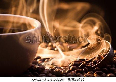 Strange golden smoke taking away from coffee seeds