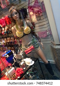 Strange Outfit On Female Mannequin In Shop Window