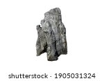 Strange shaped limestone  with quartz veins isolated on white background.  A big rock stone for garden decoration.