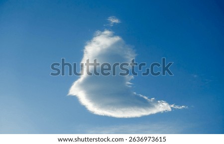 A strangely shaped floating cloud