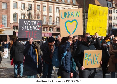 Strasbourg Against War On Ukraine, 26 Febrary 2022, Against Putin, Place Kleber