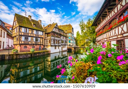 Strasbourg, Alsace, France. Traditional half timbered houses of Petite France