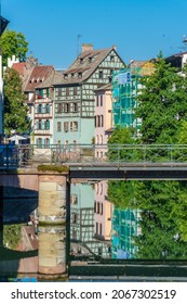 STRASBOURG, FRANCE, 18 JULY 2020: Reflections In The Canal Of Strasbourg