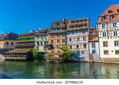 STRASBOURG, FRANCE, 18 JULY 2020: Reflections In The Canal Of Strasbourg