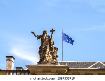 Strasbourg, France,  July 3, 2019: Rohan Palace (Palais Rohan) Built Next To The Cathedral In The 1730s From Designs By Robert De Cotte, Considered A Masterpiece Of French Baroque Architecture.