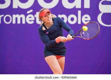 Strasbourg, France - May 14, 2016 - Alize Cornet Hits A Backhand