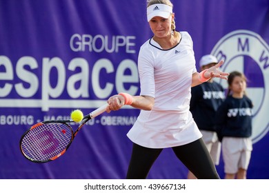 Strasbourg, France - May 14, 2016 - Kristina Mladenovic Hits A Forehand