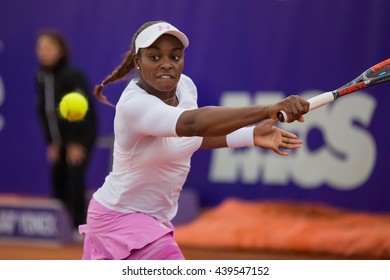 Strasbourg, France - May 17, 2016 - Sloane Stephens Hits A Backhand